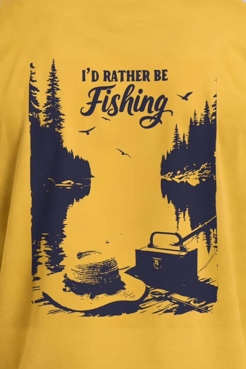 "I’d Rather Be Fishing" Unisex Longsleeve T-shirt - the graphic up close