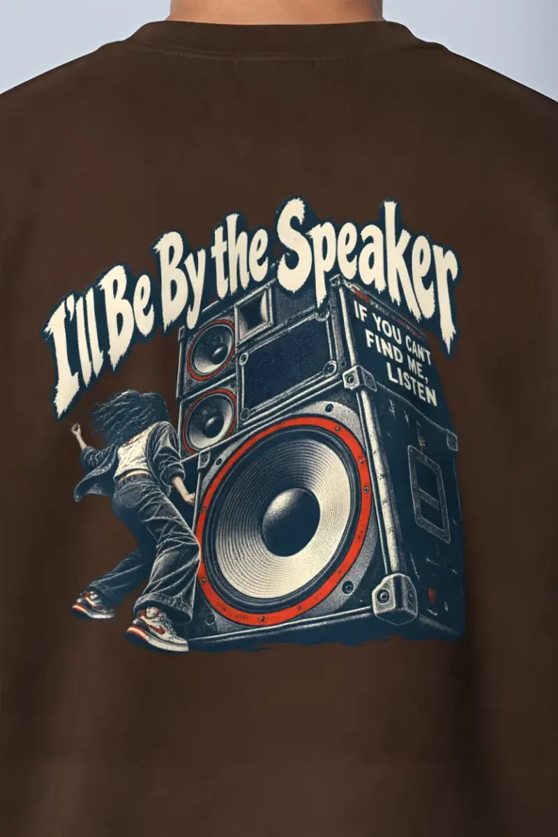 "I’ll Be By the Speaker" Heavy Blend Unisex Crewneck Sweatshirt - the graphic up close