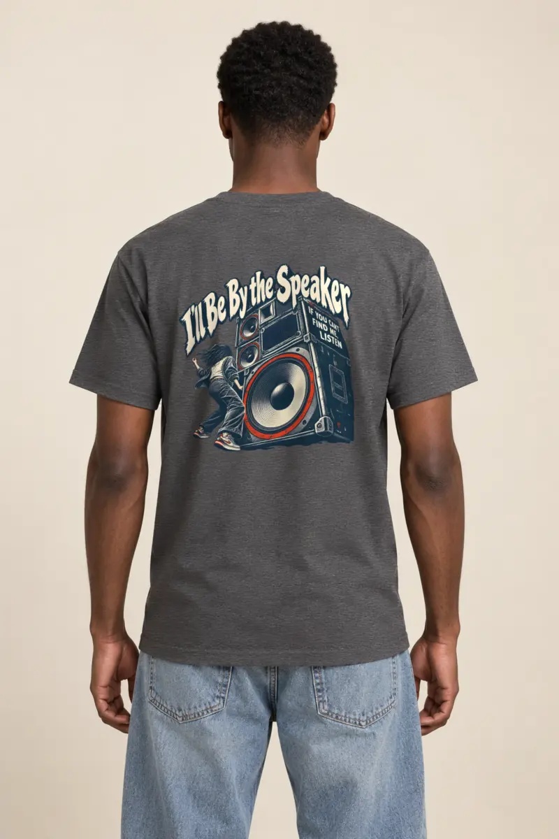 "I'll Be By the Speaker" Heavyweight Unisex Crewneck T-shirt