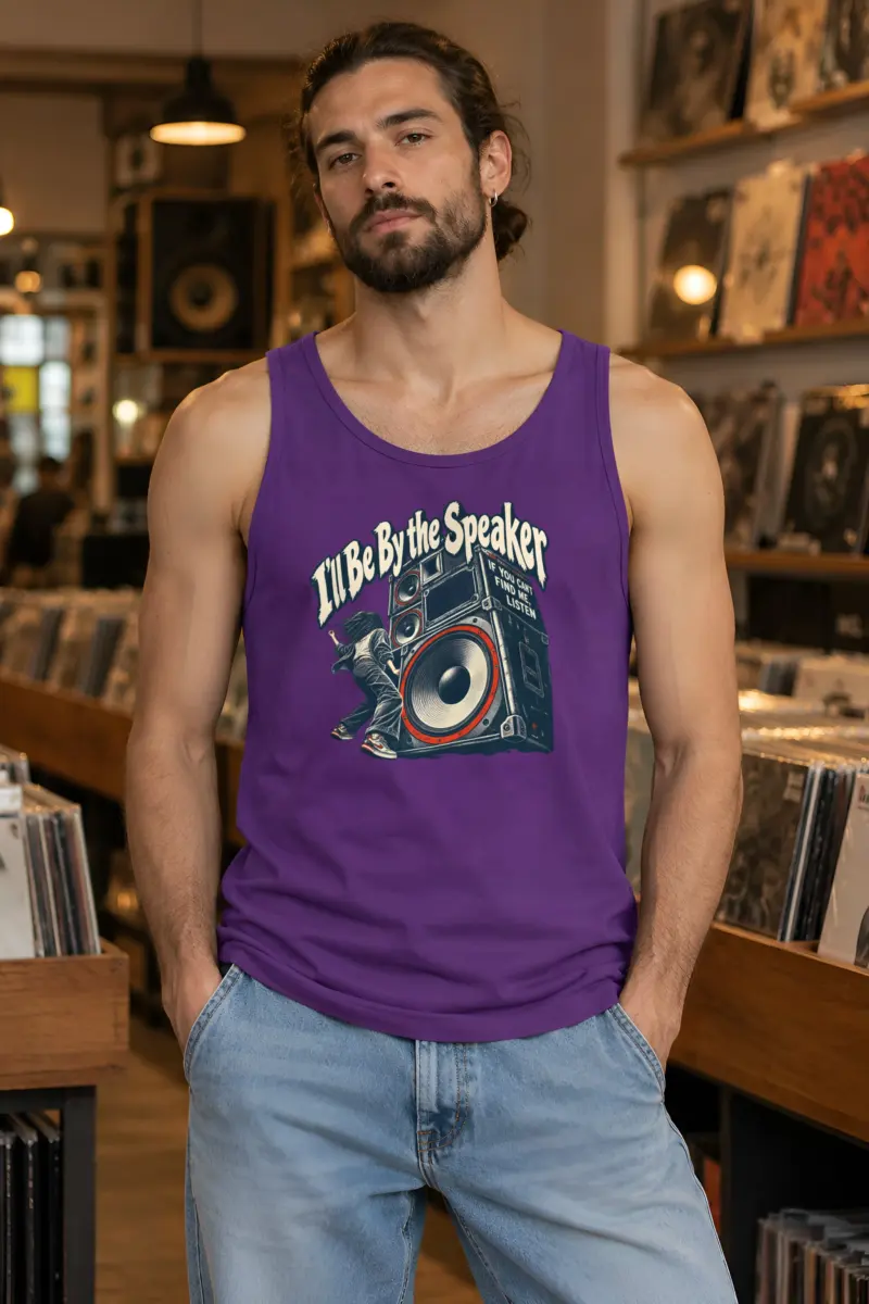 “I’ll Be By the Speaker” Unisex Jersey Tank