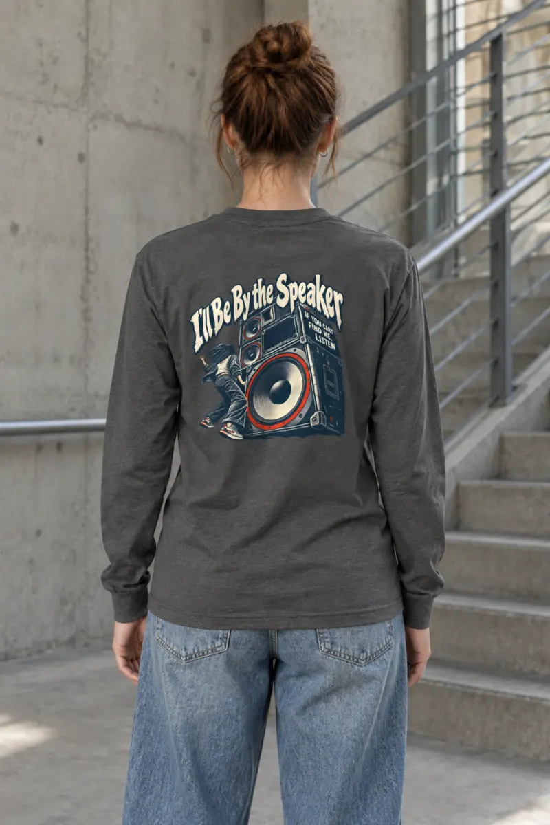 “I’ll Be By the Speaker” Unisex Longsleeve T-shirt