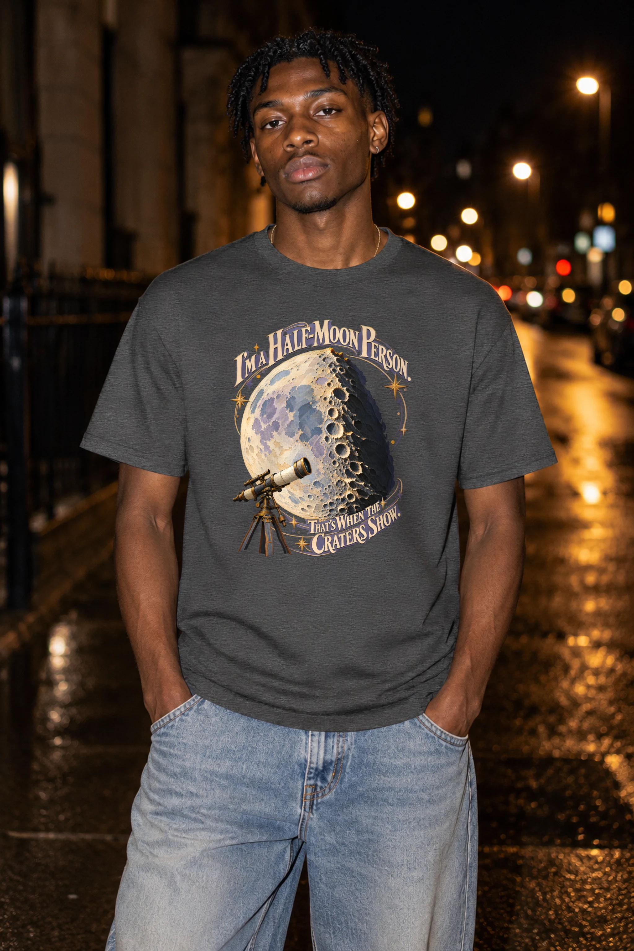"I'm a Half-Moon Person" Heavyweight Unisex Crewneck T-shirt