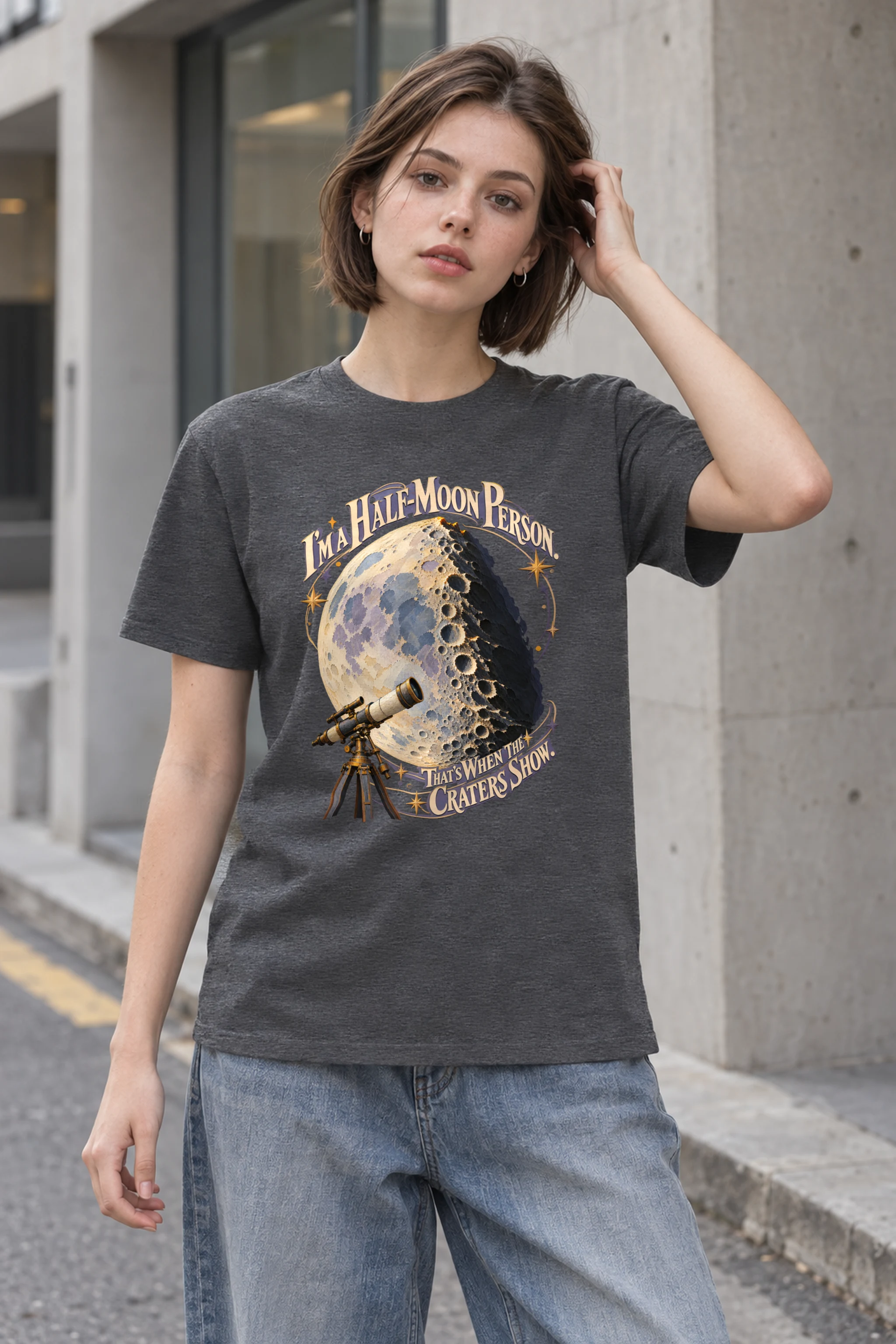 "I'm a Half-Moon Person" Heavyweight Unisex Crewneck T-shirt
