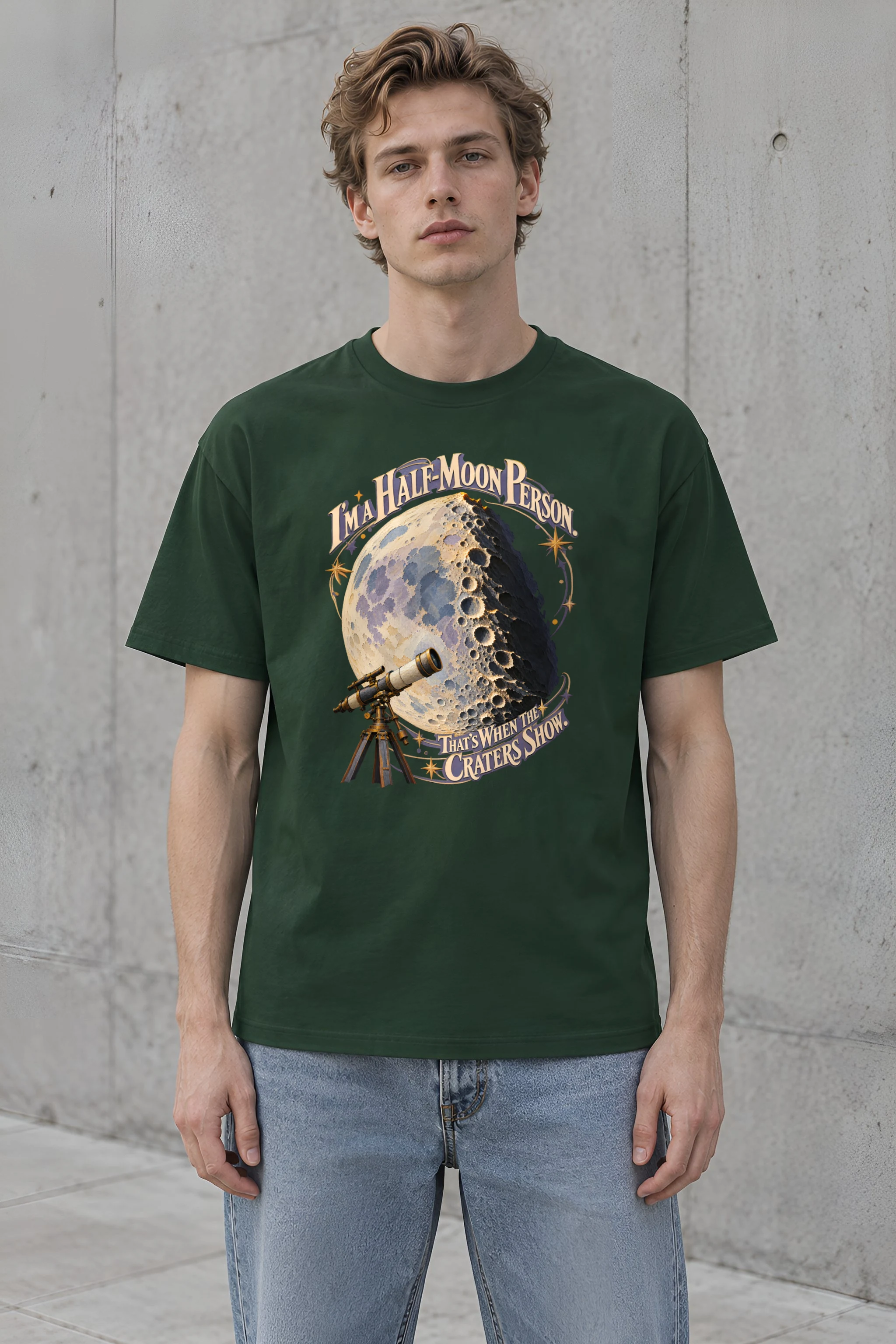 "I'm a Half-Moon Person" Heavyweight Unisex Crewneck T-shirt