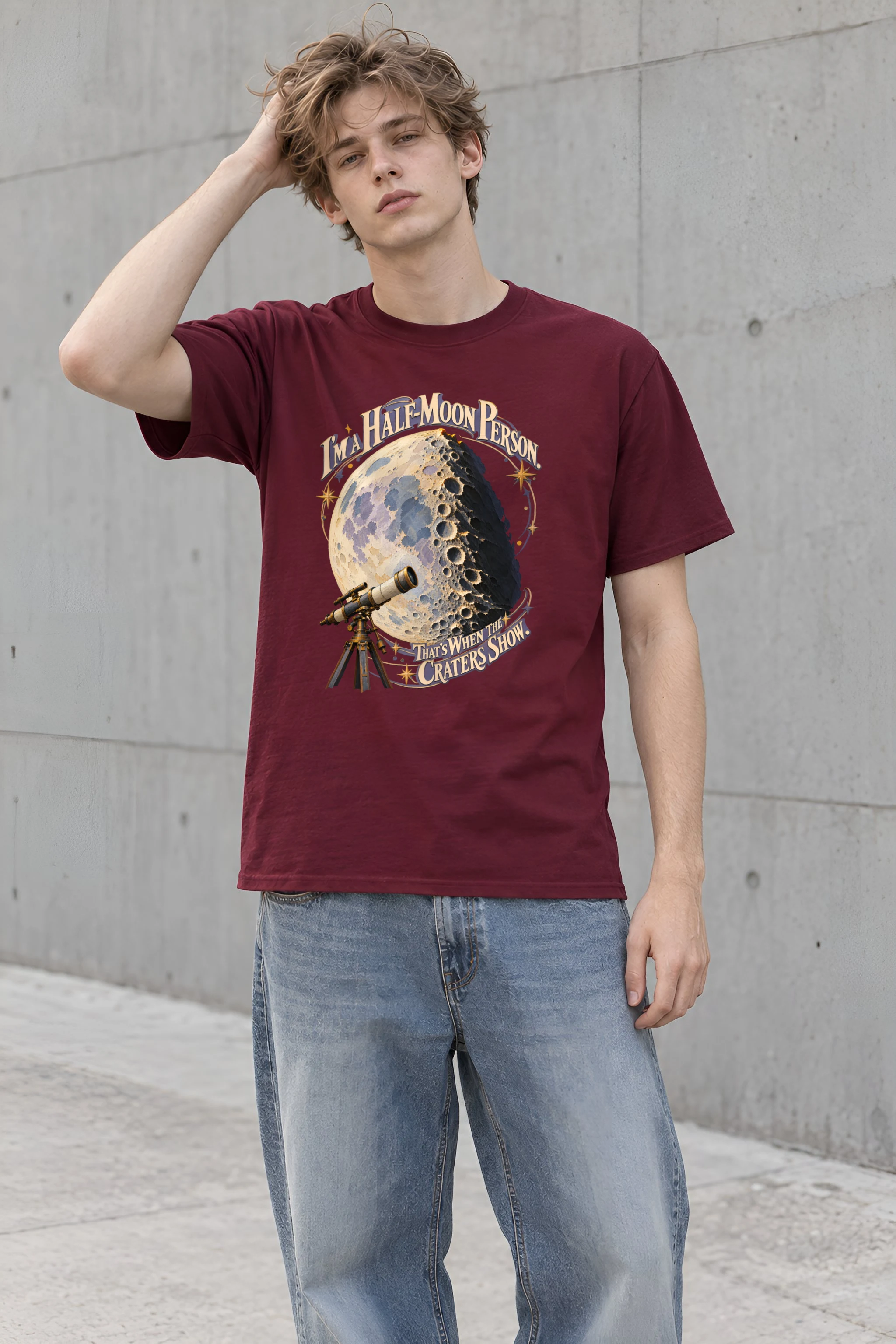 "I'm a Half-Moon Person" Heavyweight Unisex Crewneck T-shirt
