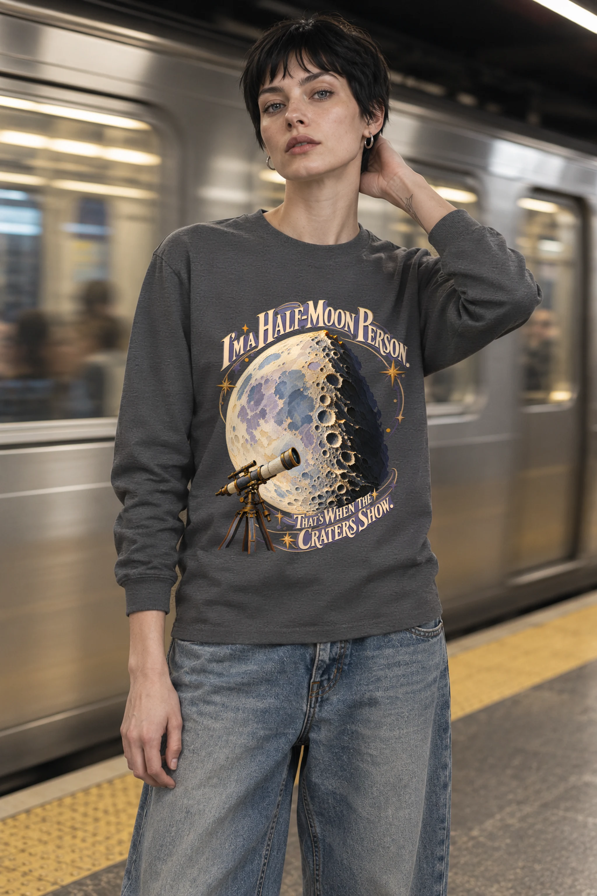 "I'm a Half-Moon Person" Unisex Longsleeve T-shirt