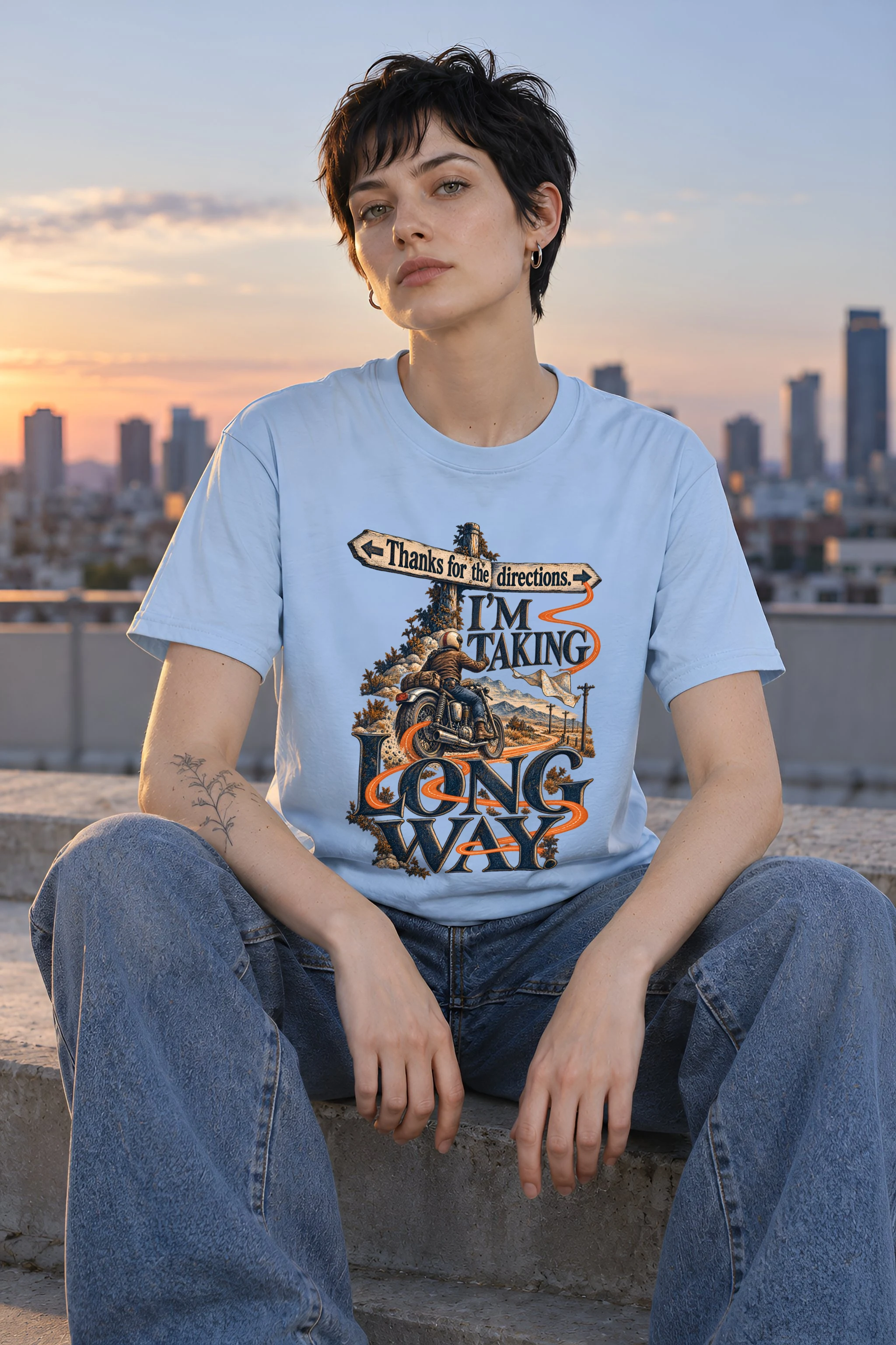 "I'm Taking Long Way" Heavyweight Unisex Crewneck T-shirt