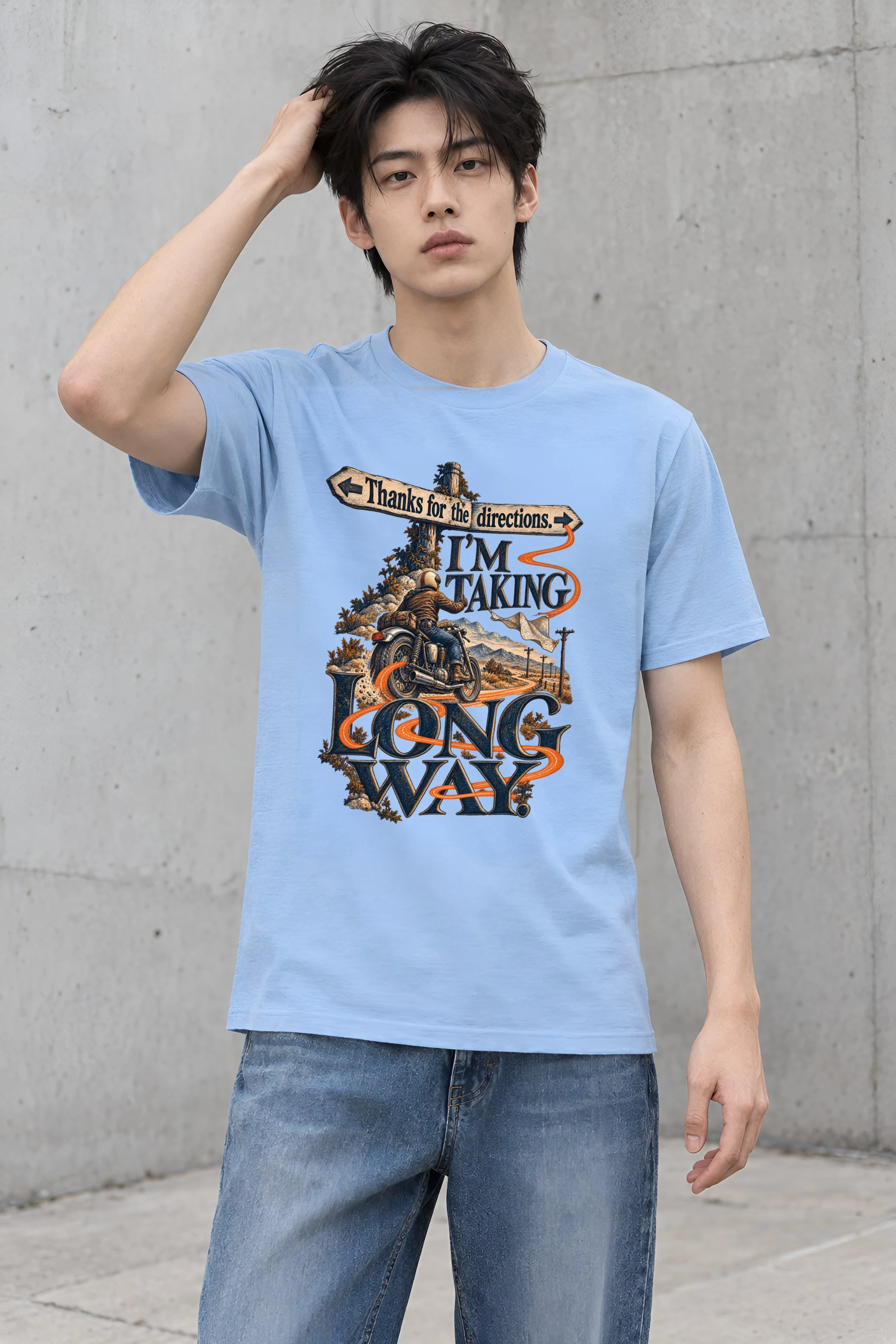"I'm Taking Long Way" Heavyweight Unisex Crewneck T-shirt