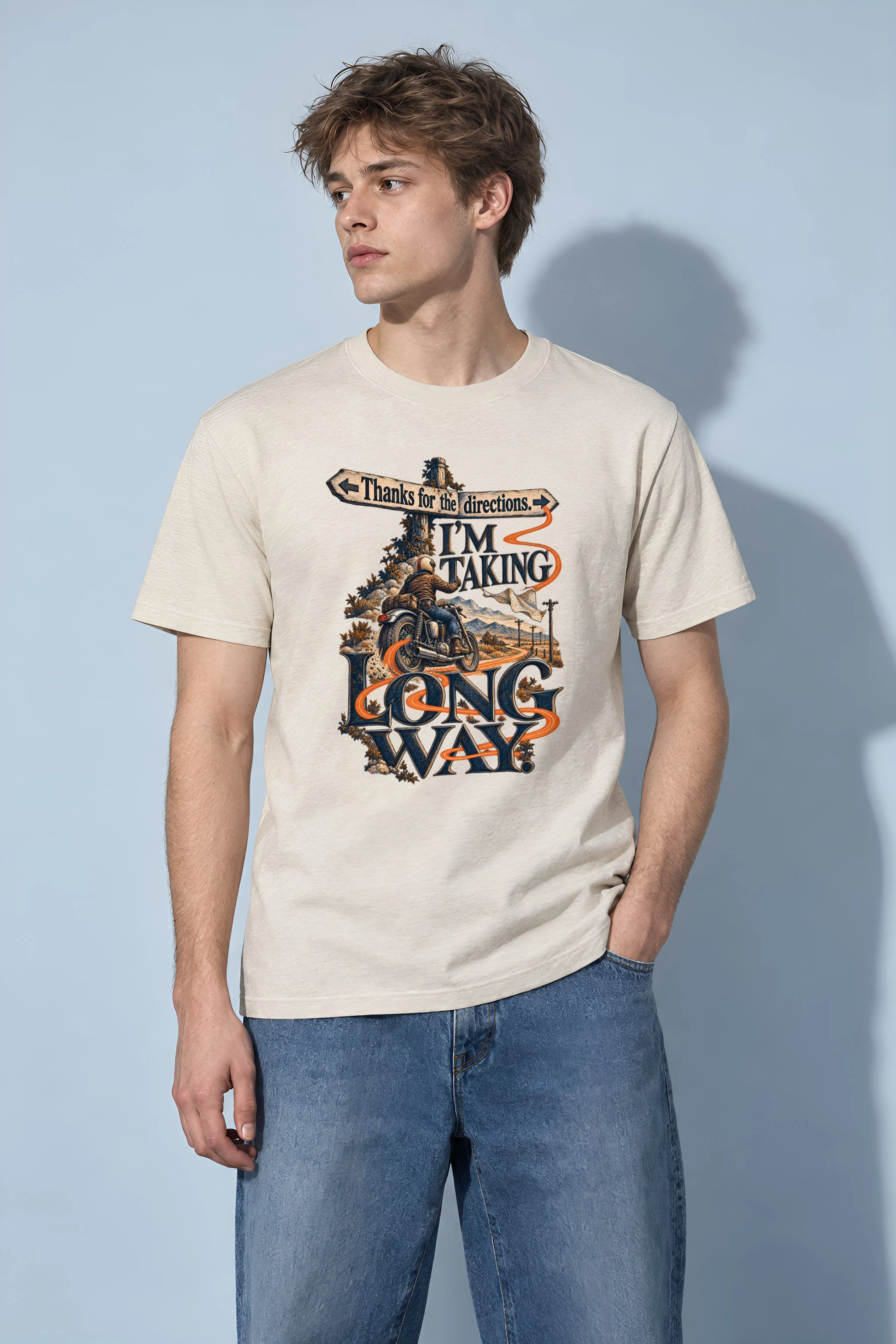"I'm Taking Long Way" Heavyweight Unisex Crewneck T-shirt
