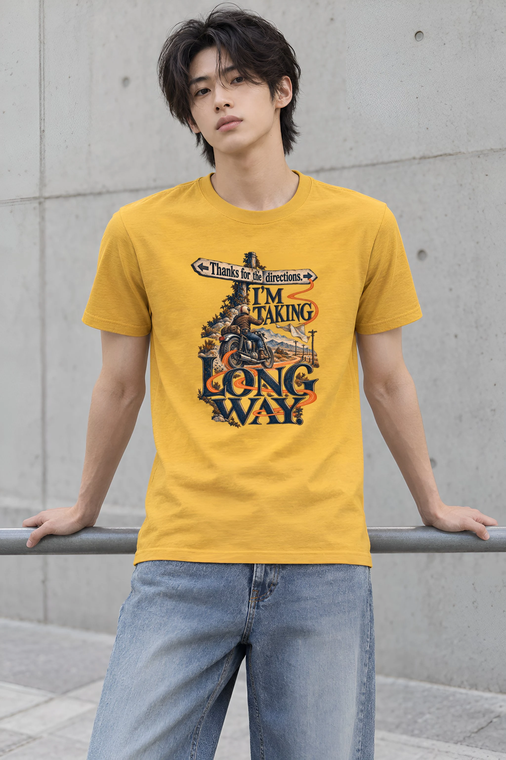 "I'm Taking Long Way" Heavyweight Unisex Crewneck T-shirt