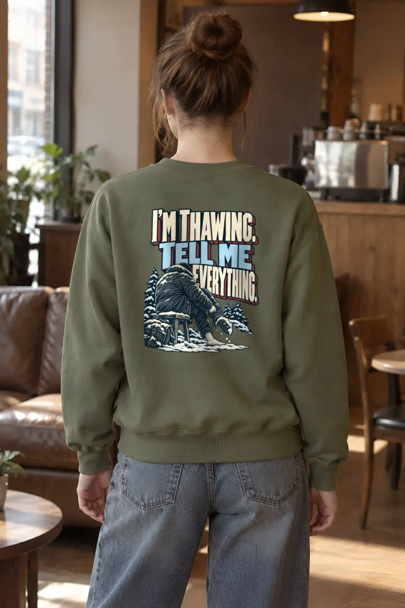 "I'm Thawing Tell Me Everything" Heavy Blend Unisex Crewneck Sweatshirt