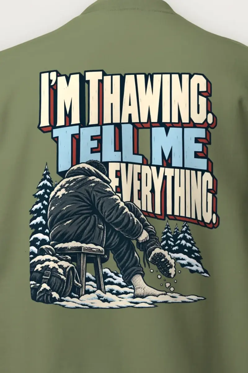 "I’m Thawing Tell Me Everything" Heavy Blend Unisex Crewneck Sweatshirt - the graphic up close