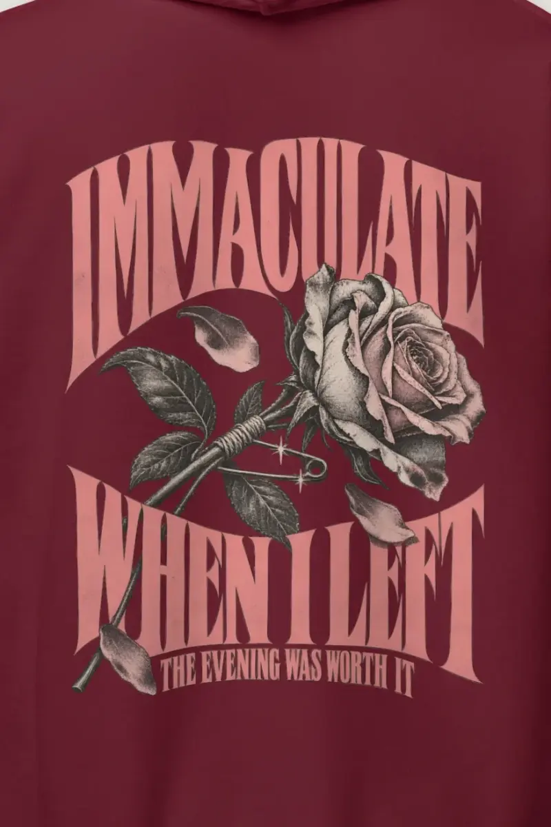 "Immaculate When I Left" Heavy Blend Unisex Pullover Hoodie - the graphic up close