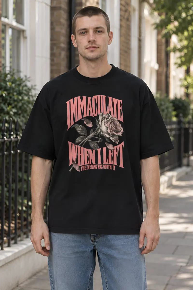 "Immaculate When I Left" Unisex Oversized Heavyweight Crewneck T-Shirt