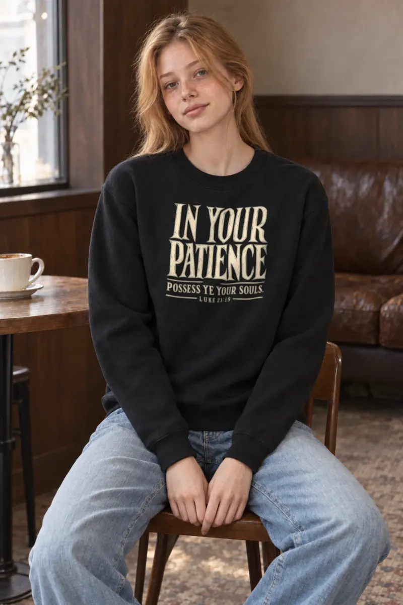 “In Your Patience” Heavy Blend Unisex Crewneck Sweatshirt
