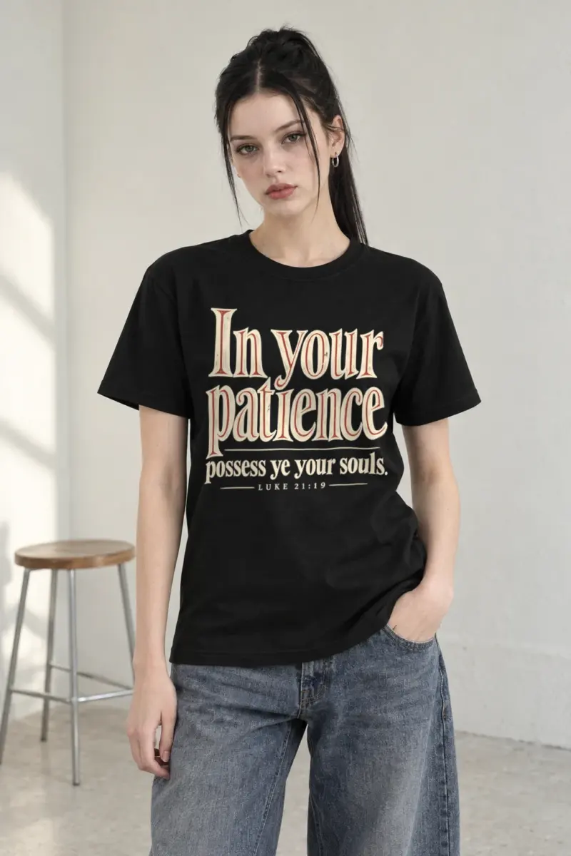 “In Your Patience” Heavyweight Unisex Crewneck T-shirt