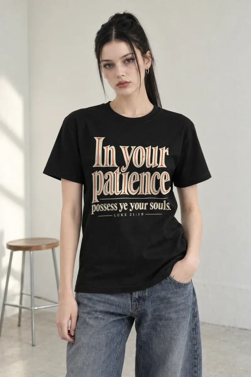 "In Your Patience" Heavyweight Unisex Crewneck T-shirt