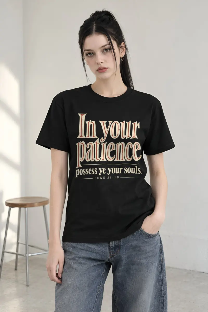 "In Your Patience" Heavyweight Unisex Crewneck T-shirt