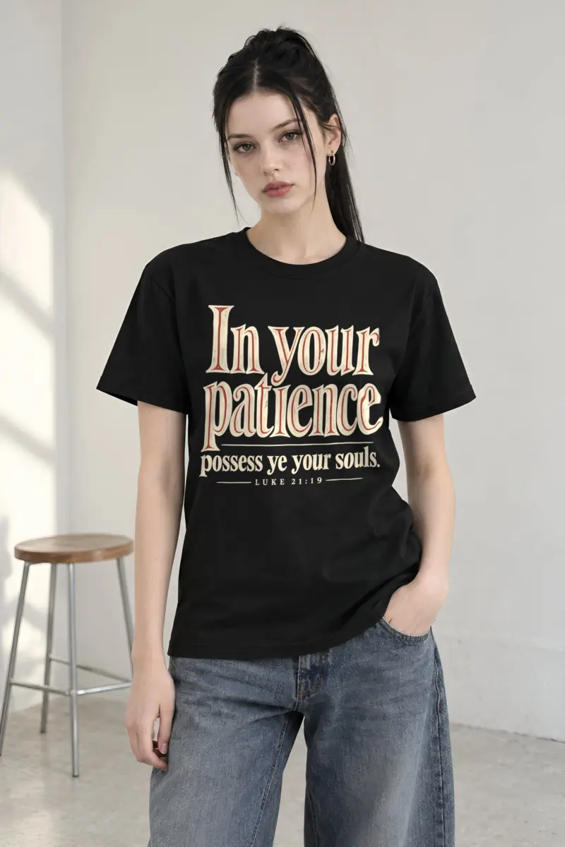 "In Your Patience" Heavyweight Unisex Crewneck T-shirt