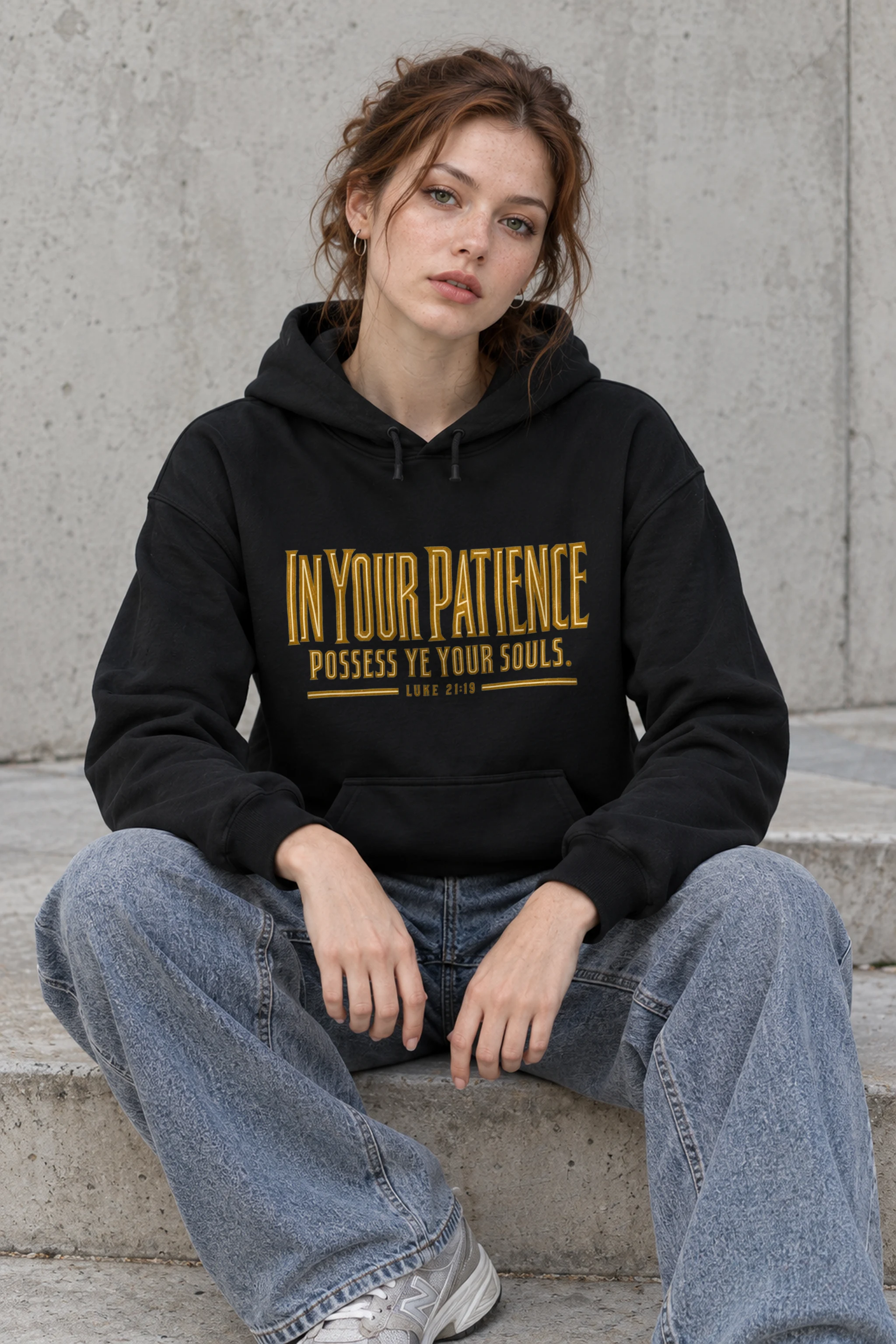 "In Your Patience Possess Ye" Heavy Blend Unisex Pullover Hoodie
