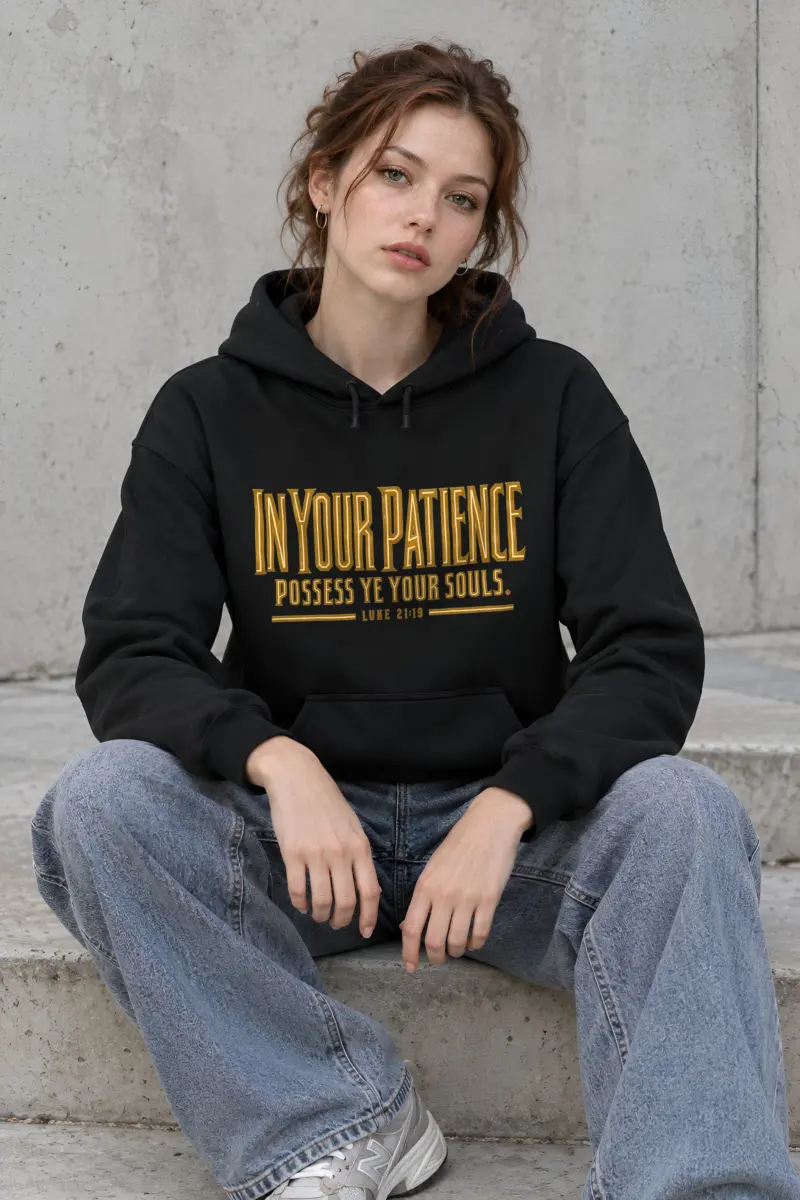 "In Your Patience Possess Ye" Heavy Blend Unisex Pullover Hoodie