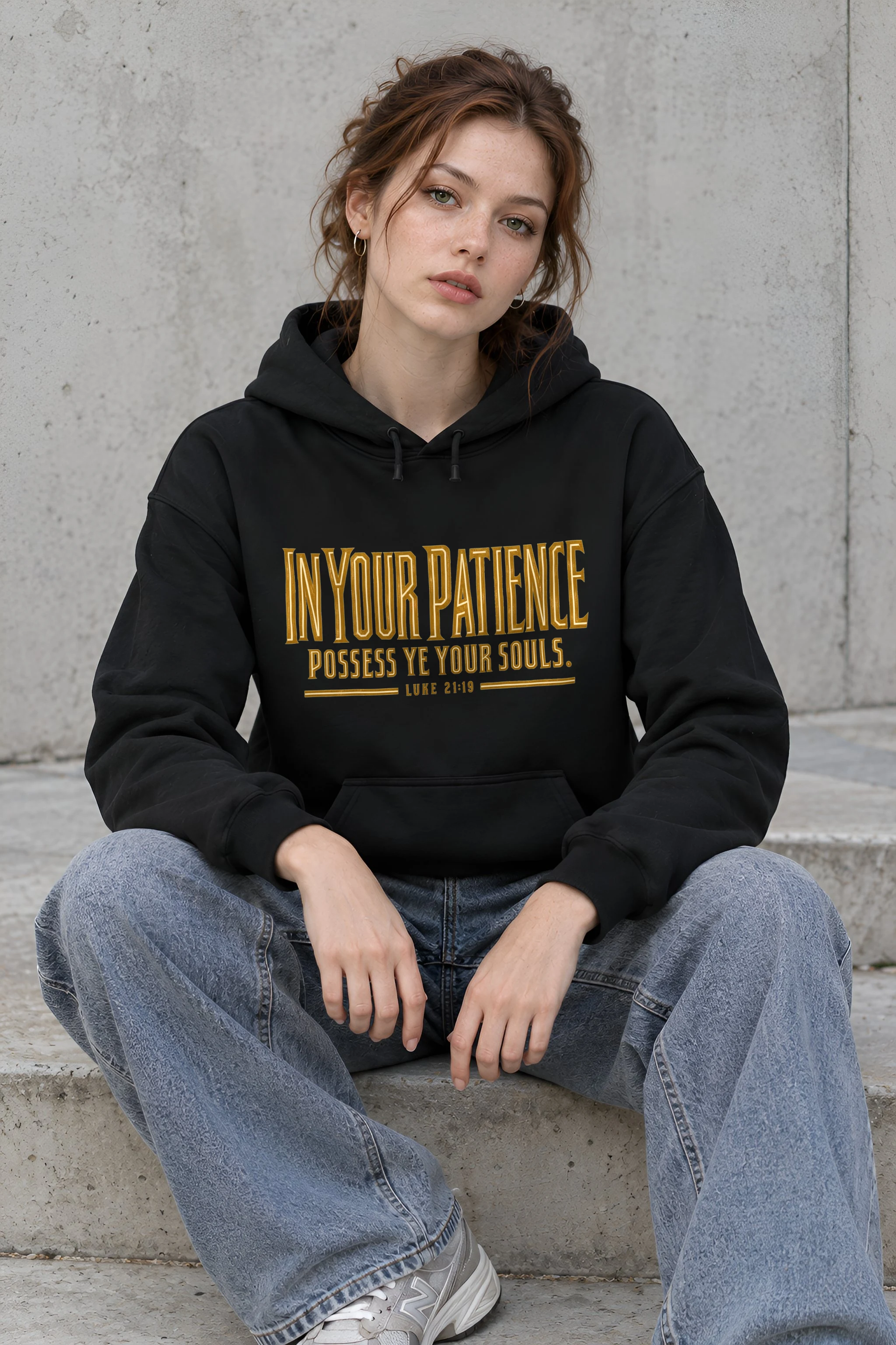 "In Your Patience Possess Ye" Heavy Blend Unisex Pullover Hoodie