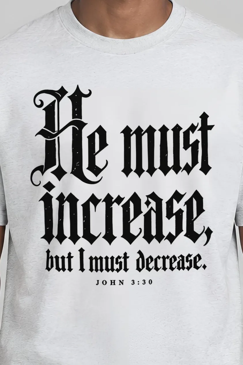 "Increase Decrease Blackletter" Heavyweight Unisex Crewneck T-shirt - the graphic up close