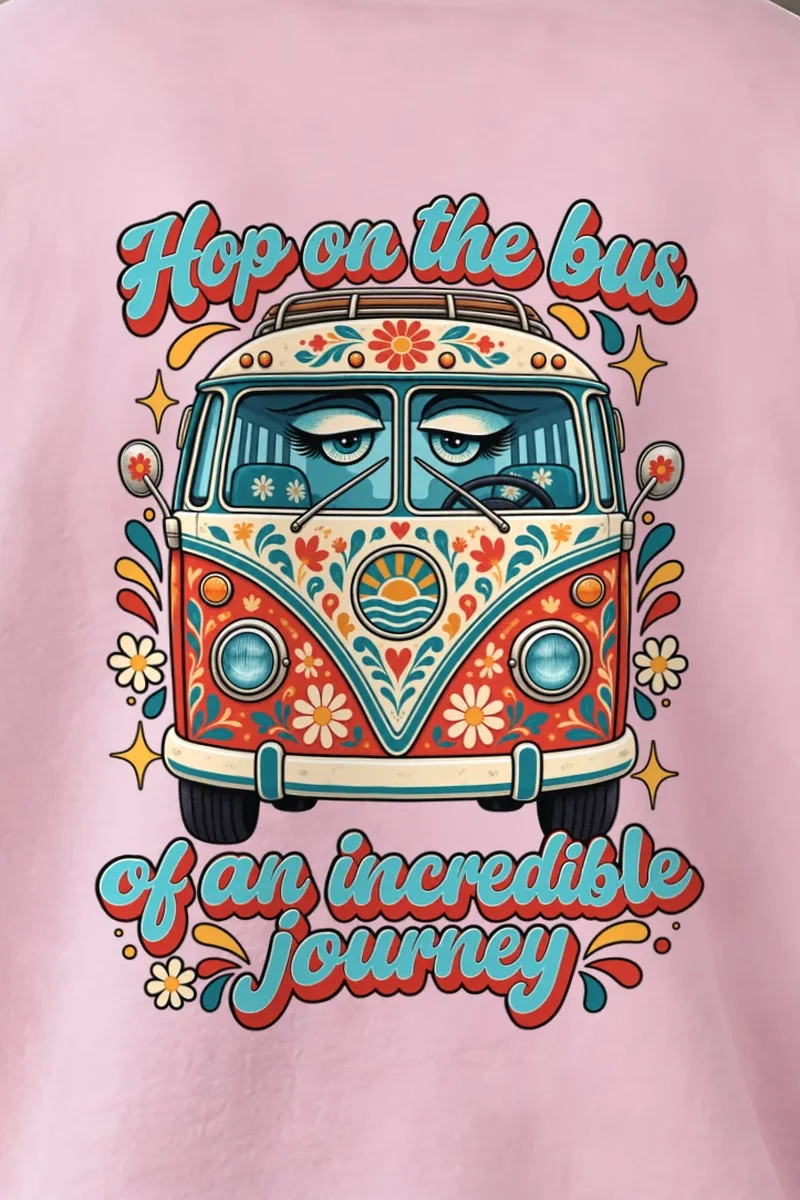"Incredible Journey Bus" 1 Crewneck Sweatshirt - the graphic up close