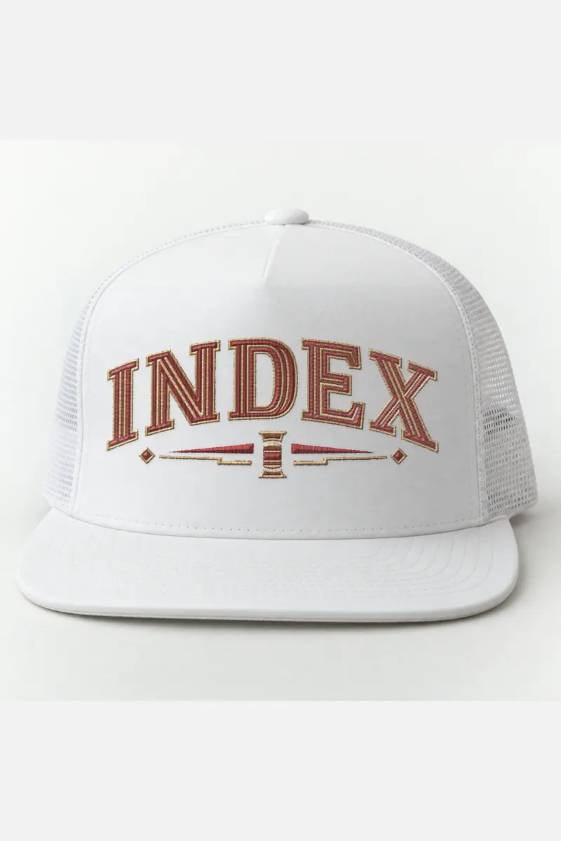 “Index” 5 Panel Trucker Cap · Embroidered