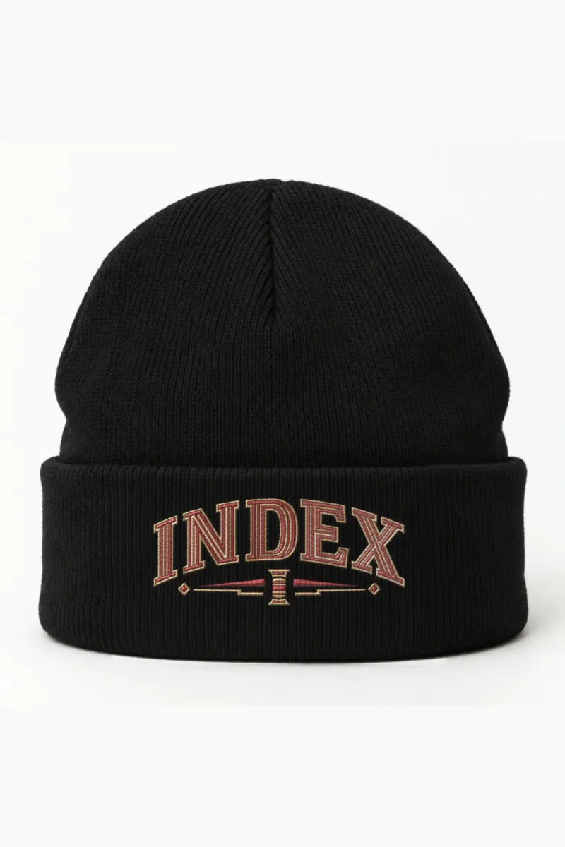 “Index Embroidered Beanie” Cuffed Beanie · Embroidered