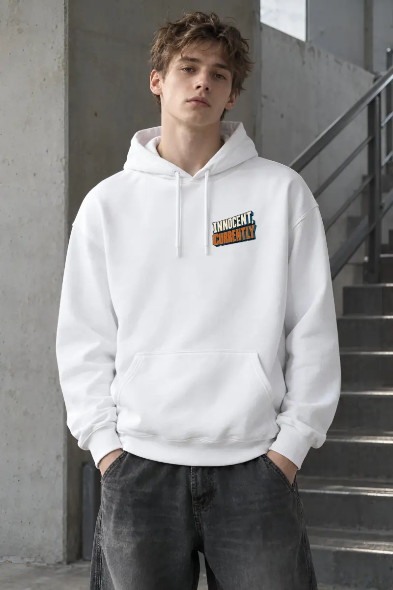 "Innocent, Currently" Heavy Blend Unisex Pullover Hoodie