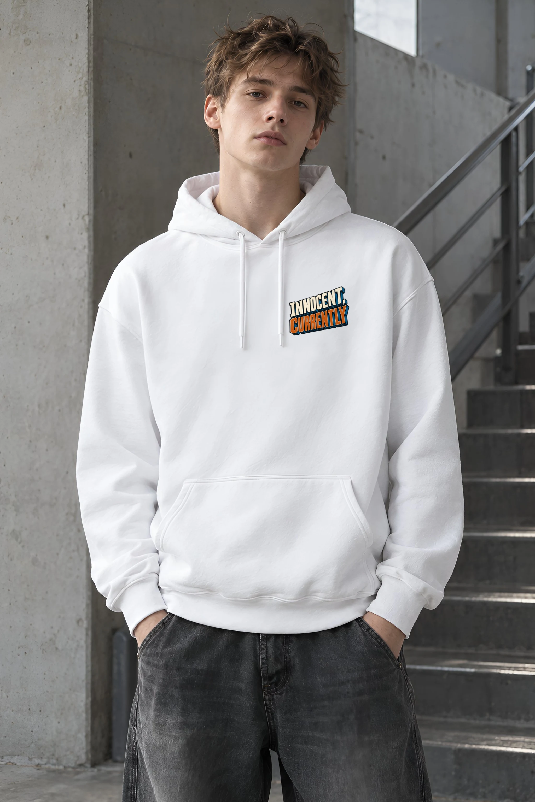 "Innocent, Currently" Heavy Blend Unisex Pullover Hoodie