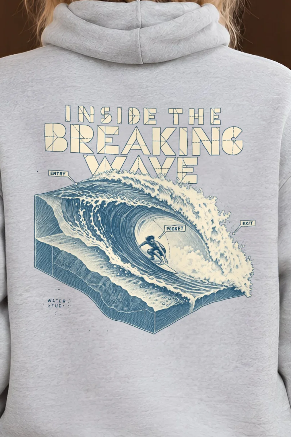 "Inside the Breaking Wave" Heavy Blend Unisex Pullover Hoodie - the graphic up close