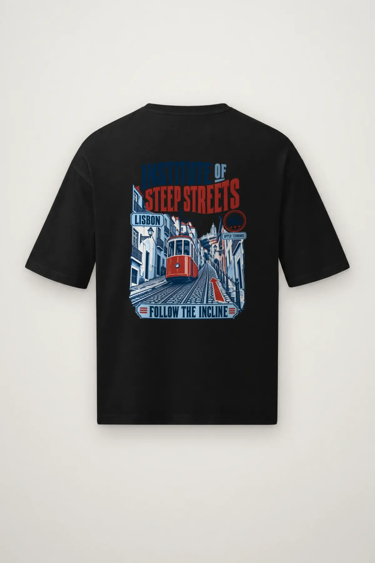 "Institute of Steep Streets" Men's Oversized Heavyweight Crewneck T-Shirt