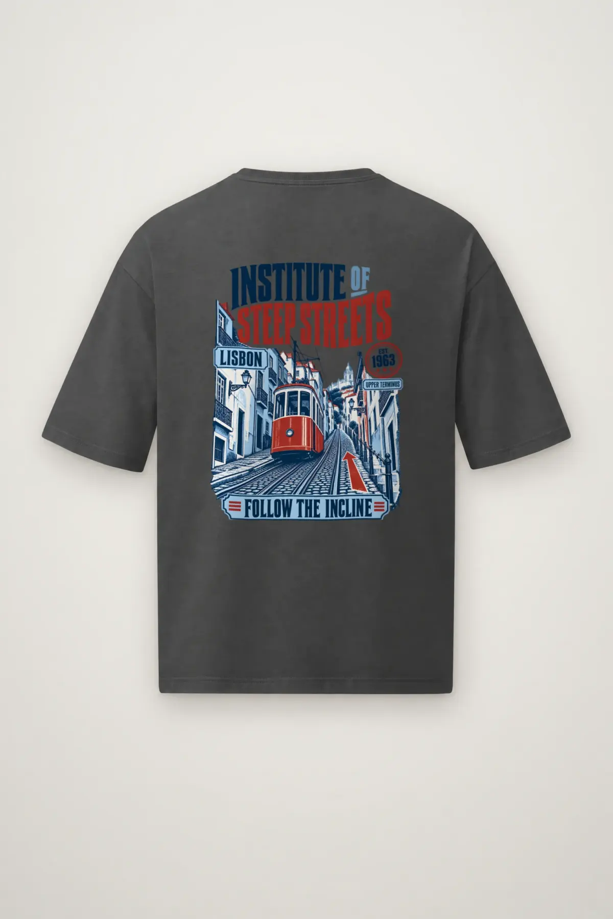 "Institute of Steep Streets" Men's Oversized Heavyweight Crewneck T-Shirt