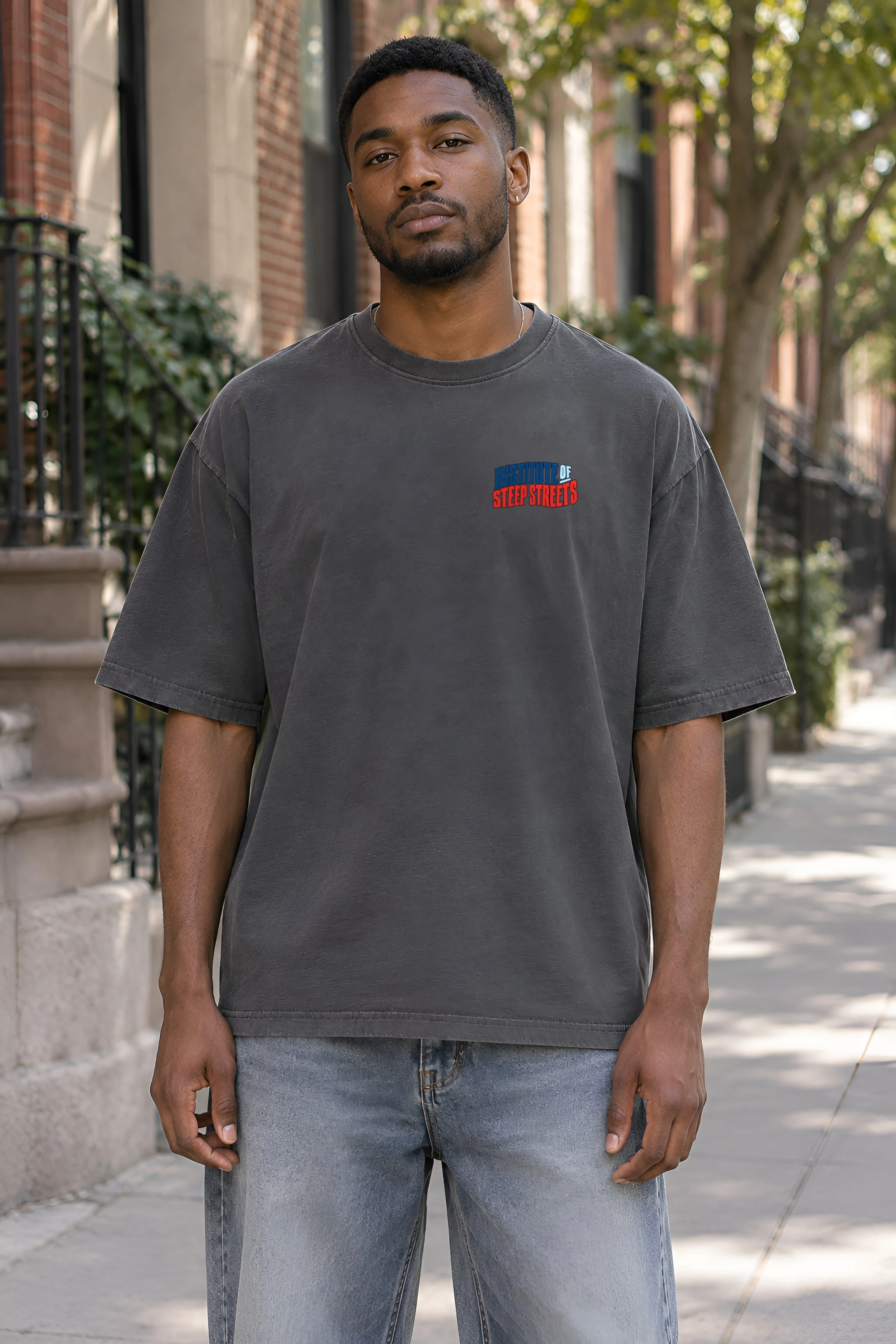 "Institute of Steep Streets" Unisex Oversized Heavyweight Crewneck T-Shirt