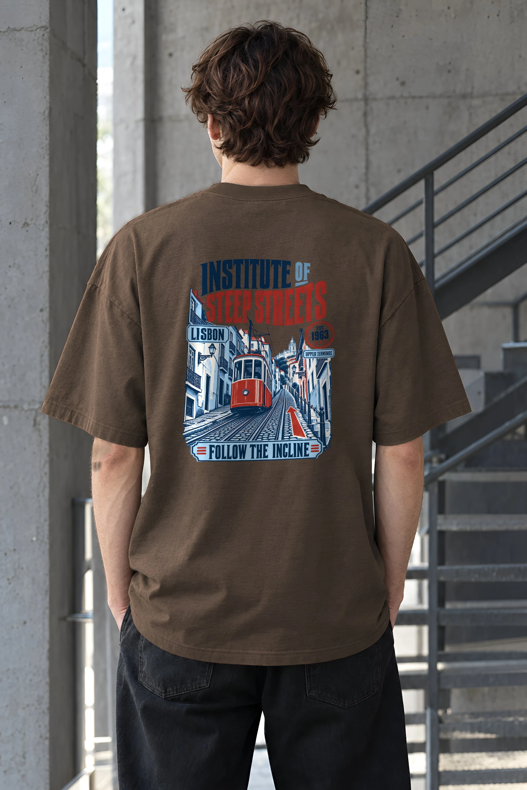 "Institute of Steep Streets" Unisex Oversized Heavyweight Crewneck T-Shirt