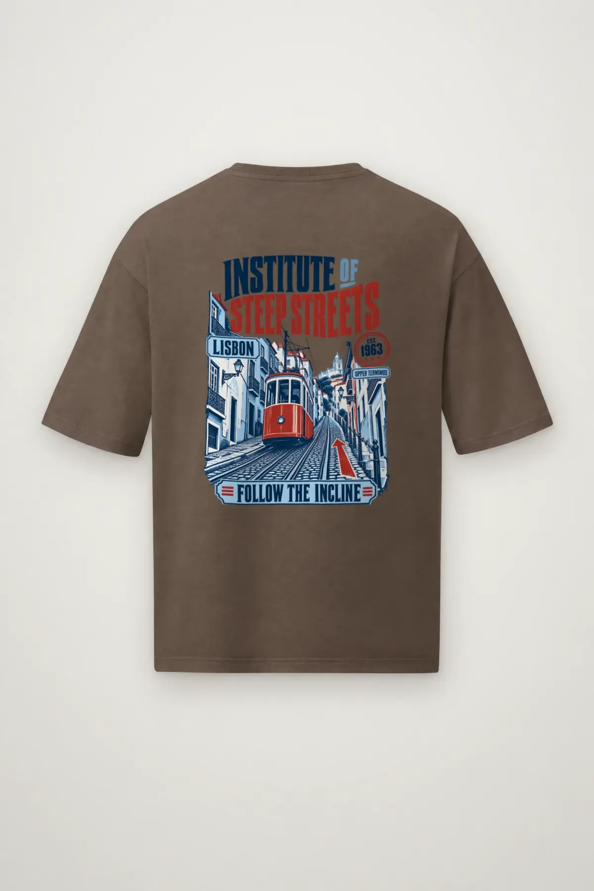 "Institute of Steep Streets" Men's Oversized Heavyweight Crewneck T-Shirt