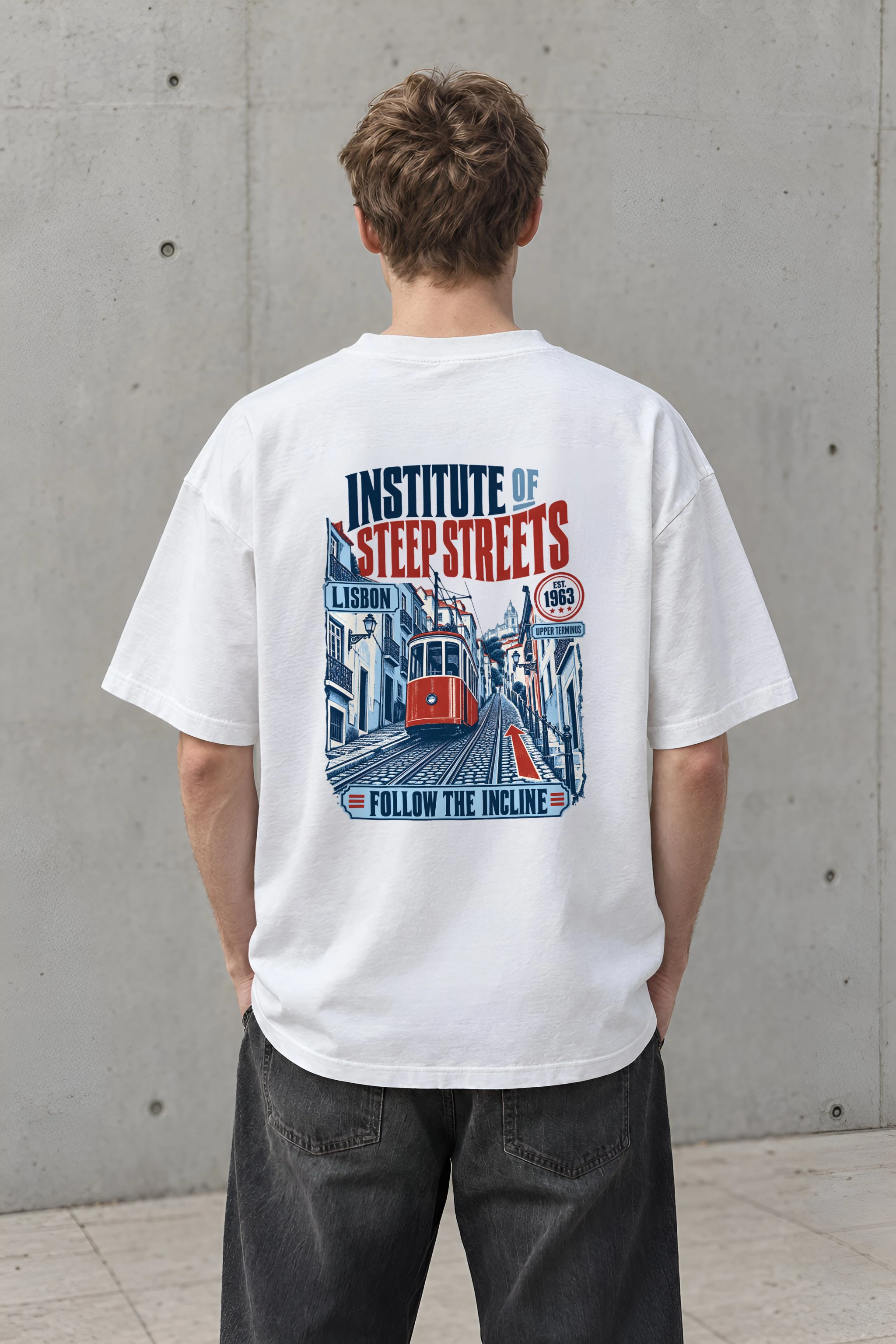 "Institute of Steep Streets" Unisex Oversized Heavyweight Crewneck T-Shirt