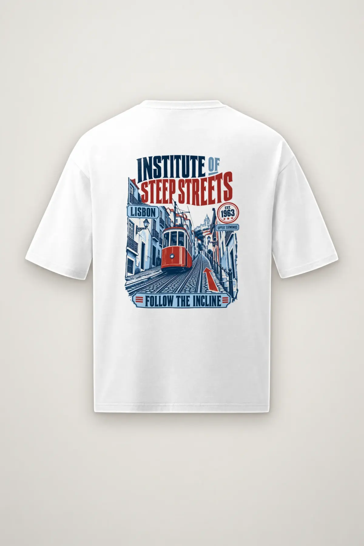 "Institute of Steep Streets" Men's Oversized Heavyweight Crewneck T-Shirt