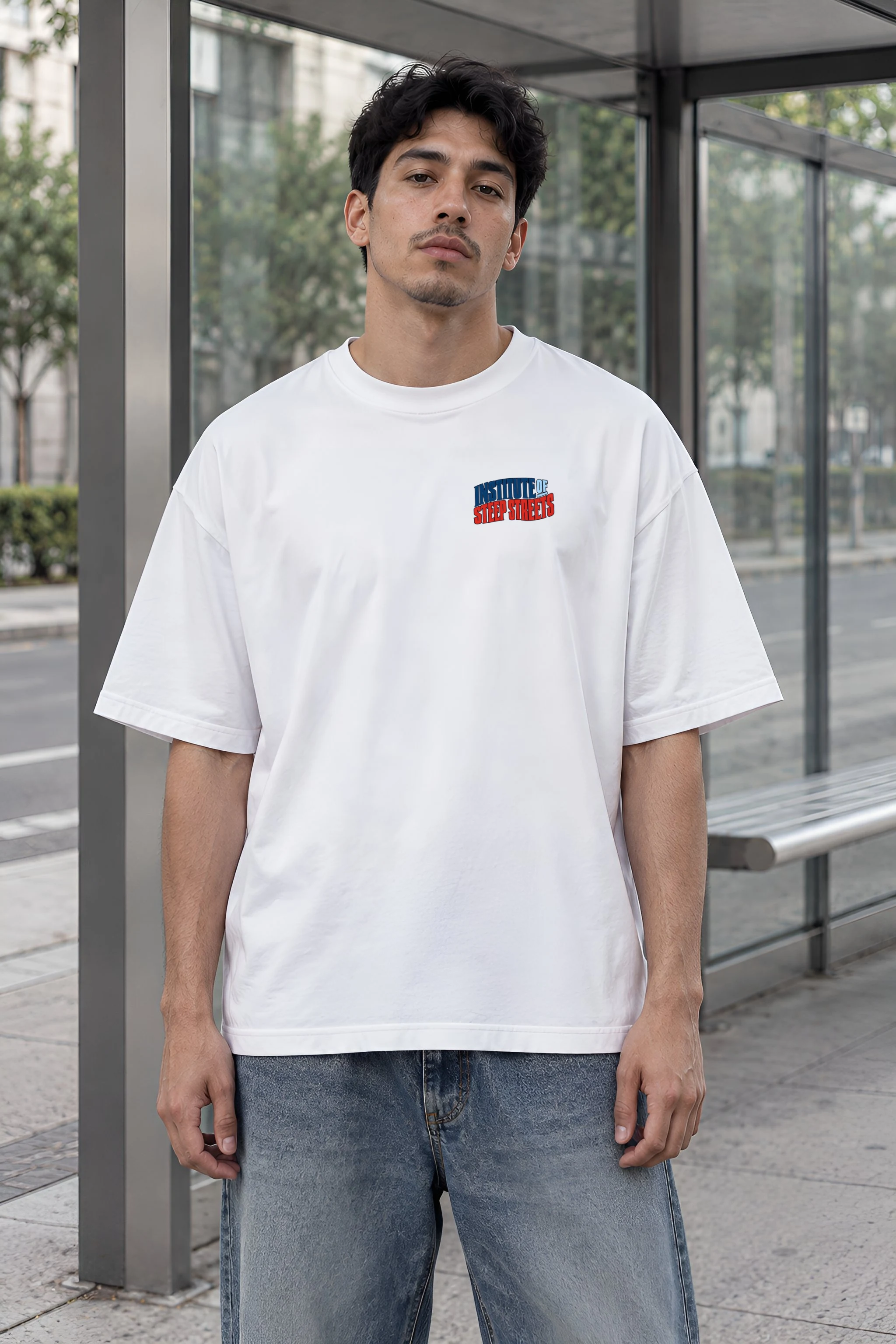 "Institute of Steep Streets" Unisex Oversized Heavyweight Crewneck T-Shirt