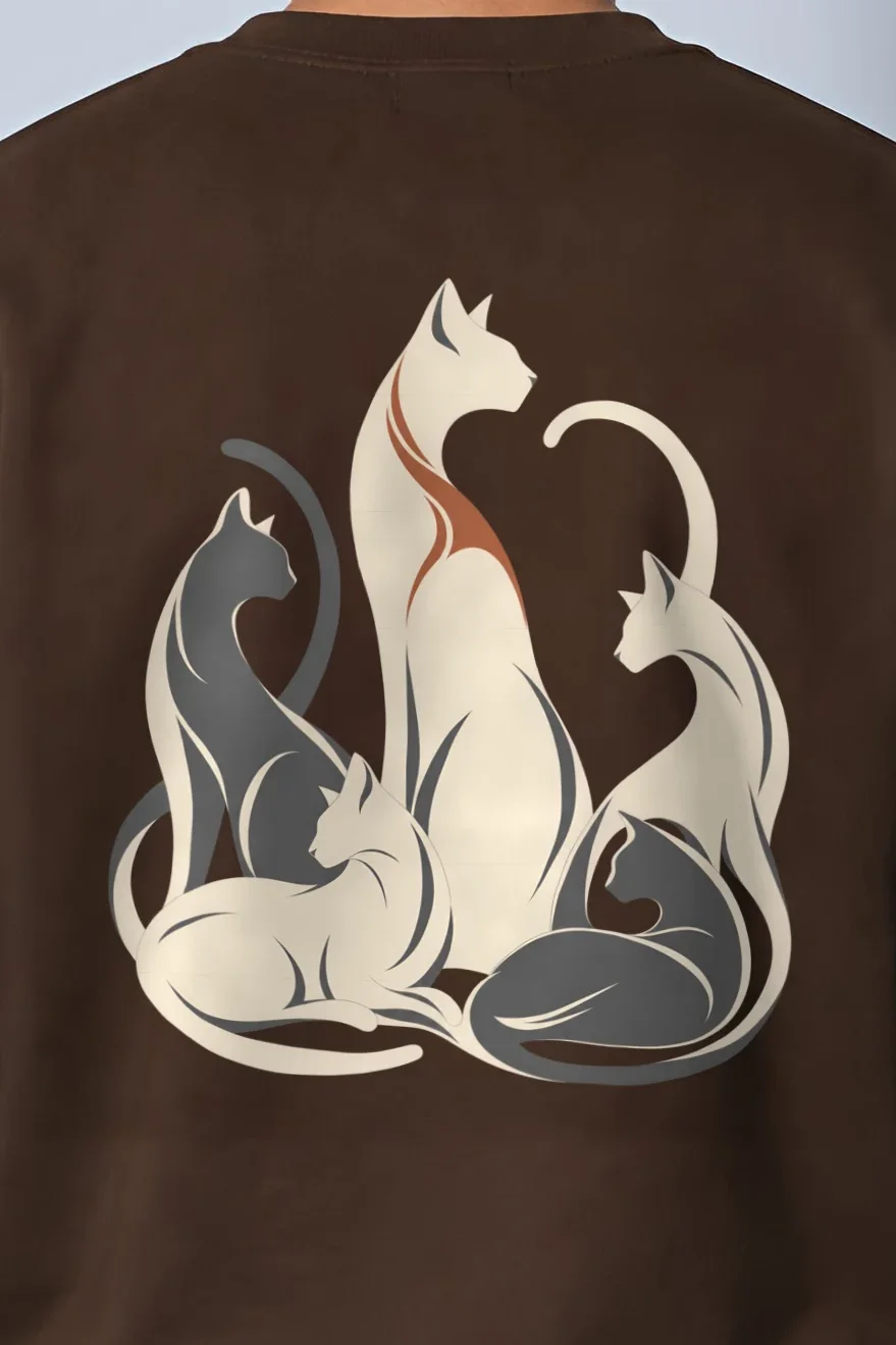 "Intertwined Five Cats" Heavy Blend Unisex Crewneck Sweatshirt