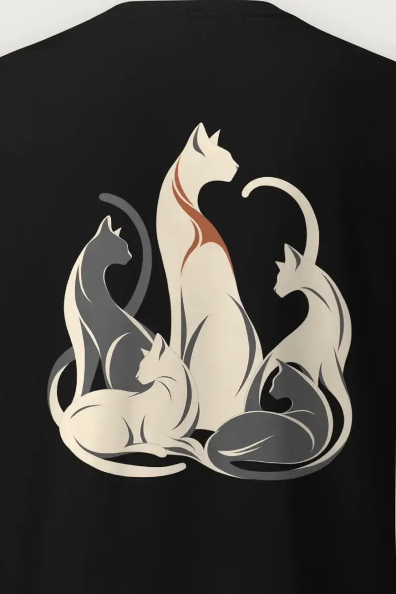 "Intertwined Five Cats" Heavyweight Unisex Crewneck T-shirt