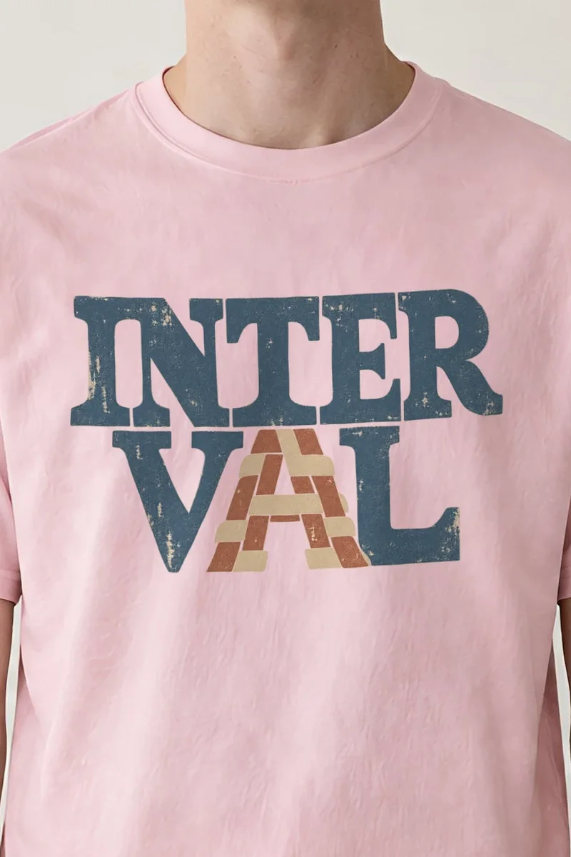 "Interval Brick" Heavyweight Unisex Crewneck T-shirt - the graphic up close