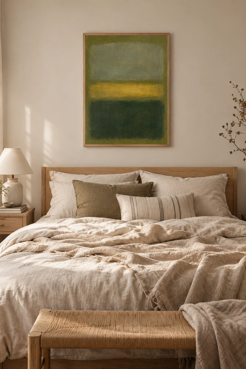 "Interval in Olive" Premium Wooden Framed Poster