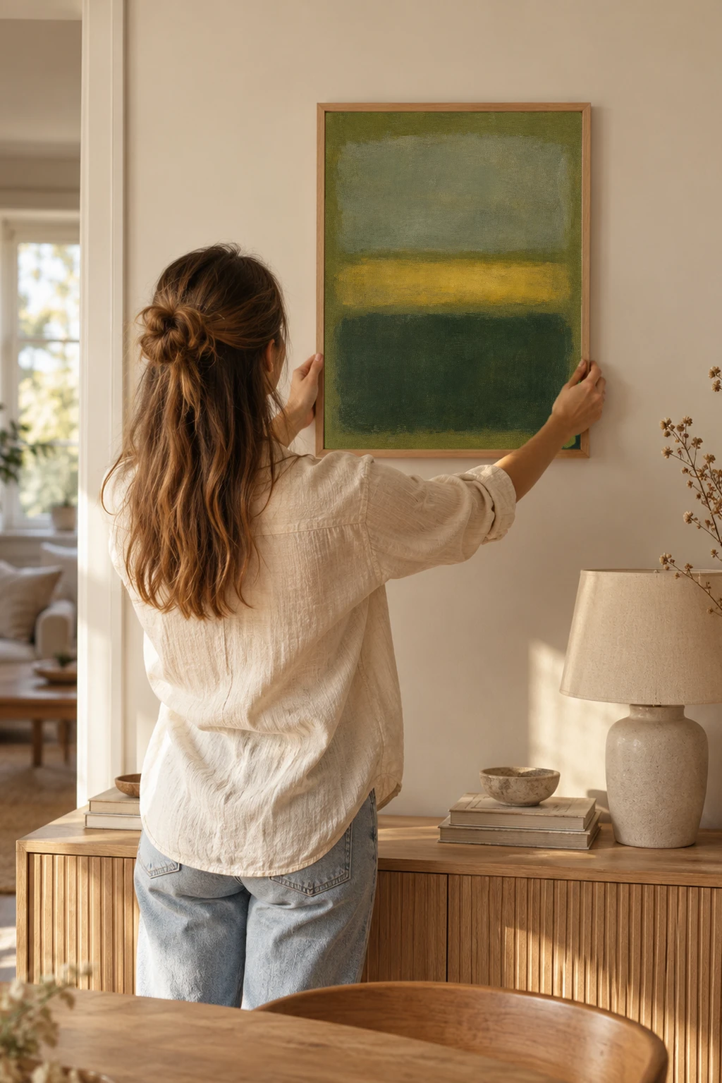 "Interval in Olive" Premium Wooden Framed Poster