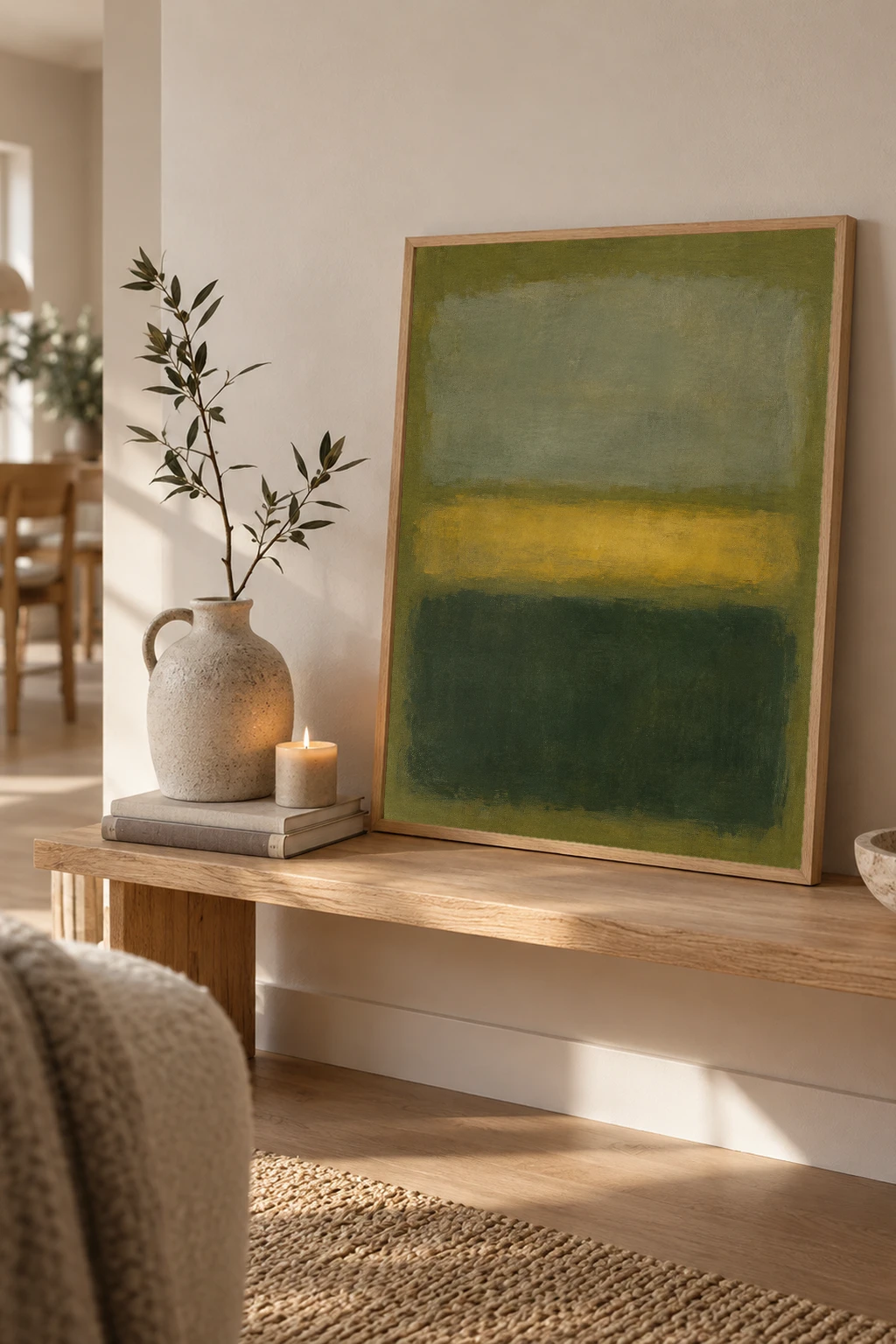 "Interval in Olive" Premium Wooden Framed Poster