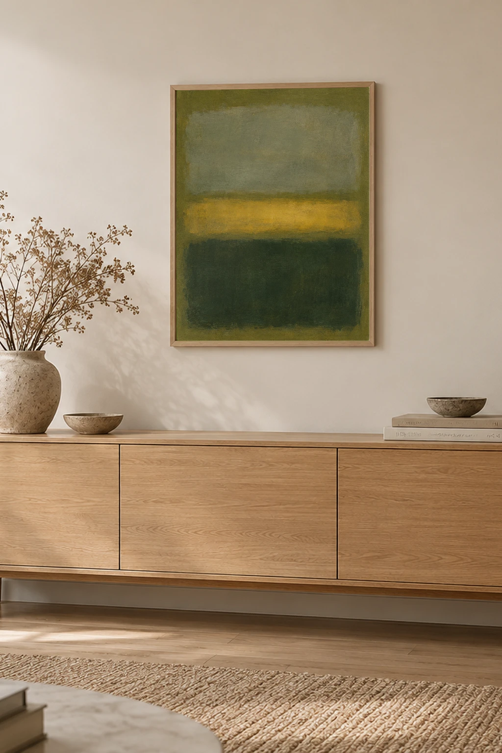 "Interval in Olive" Premium Wooden Framed Poster