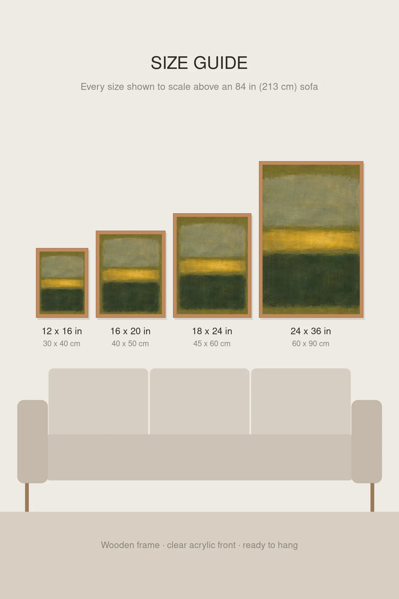 "Interval in Olive" Premium Wooden Framed Poster