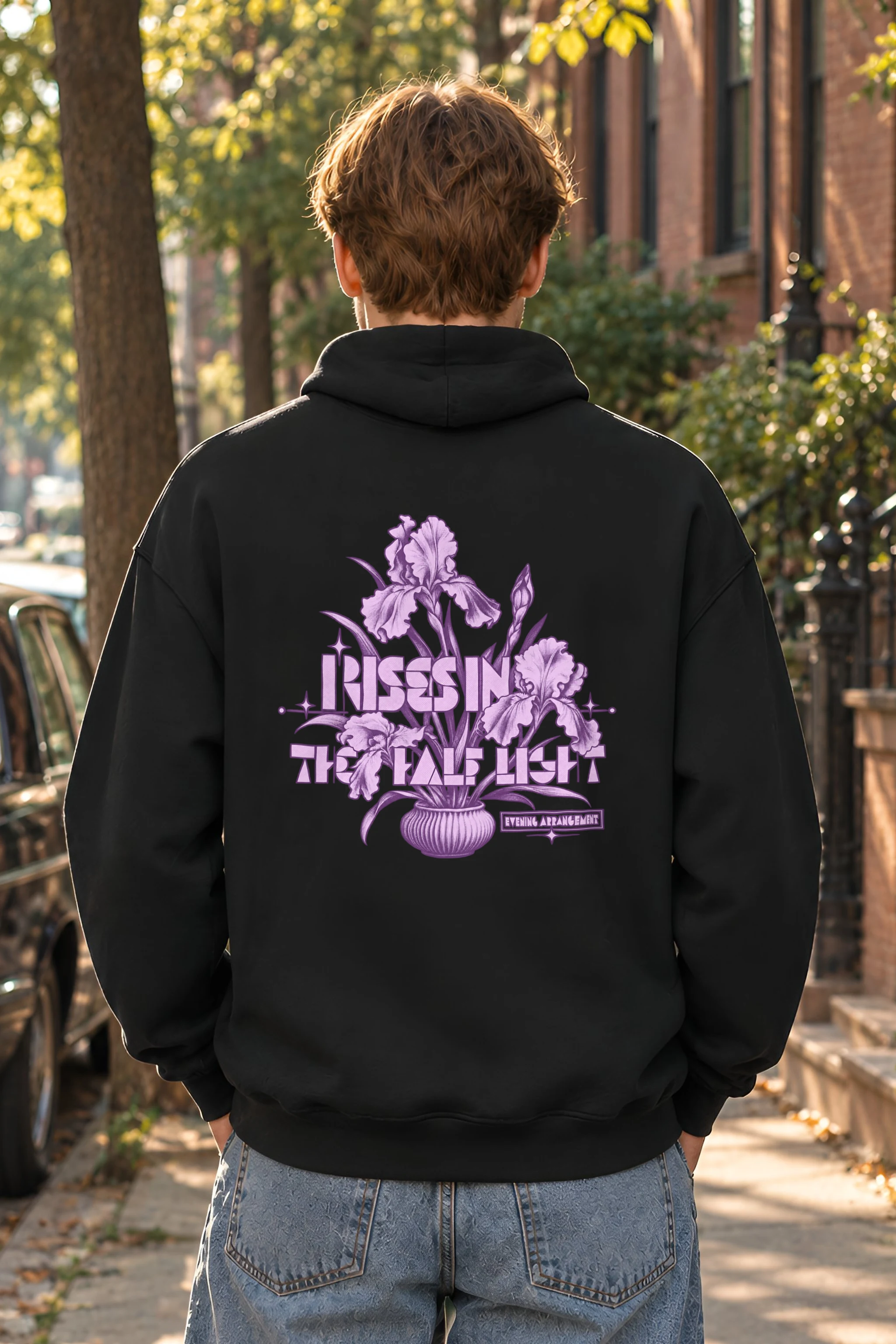"Irises in the Half Light Evening Arrangement" 1 Pullover Hoodie